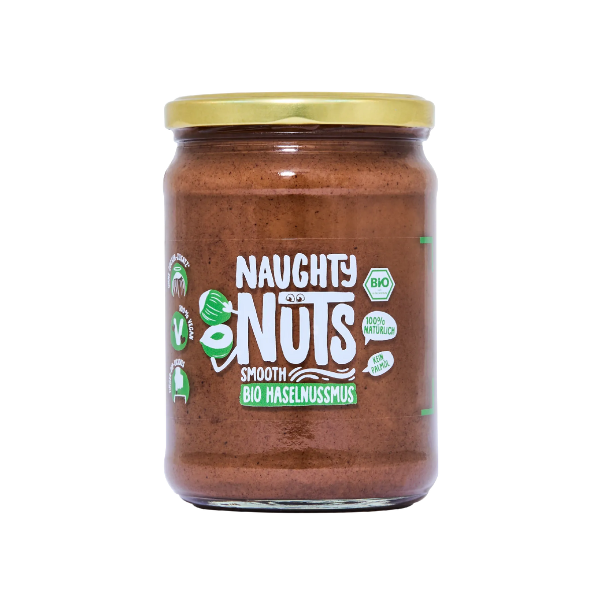 Glas mit Bio Haselnussmus Smooth von Naughty Nuts